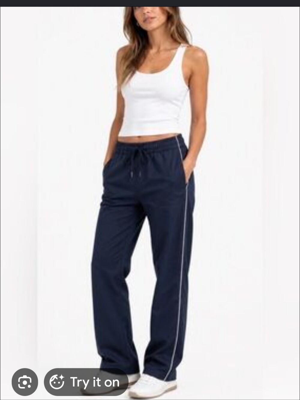 WILDFANG Empower Drawstring Pants Navy Contrast Piping Relaxed Trouser